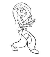 A coloring page of kim possible